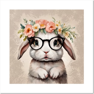 Baby Bunny Wearing Glasses Posters and Art